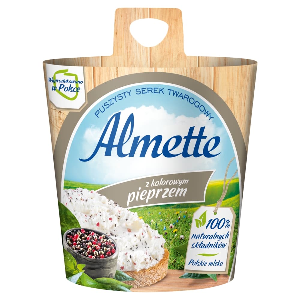 ALMETTE Puszysty serek twarogowy z kolorowym pieprzem. 35,93 zl/kg